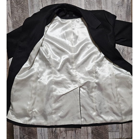 SMYTHE Blazer Designer Jacket Size 4 Small Satin Wool Black Business Casual Work - Picture 10 of 13